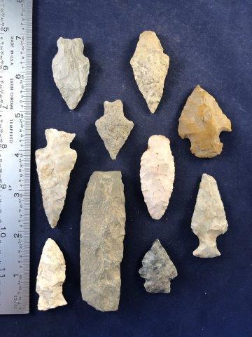 10 ARROW POINTS     INDIAN ARTIFACT ARROWHEAD (1 of 2)