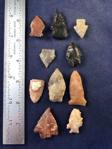 10 ARROW POINTS     INDIAN ARTIFACT ARROWHEAD (1 of 3)