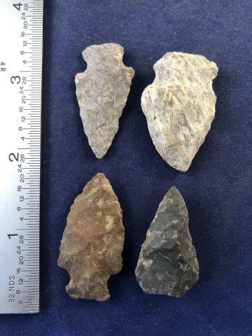 4 ARROW POINTS     INDIAN ARTIFACT ARROWHEAD (1 of 3)