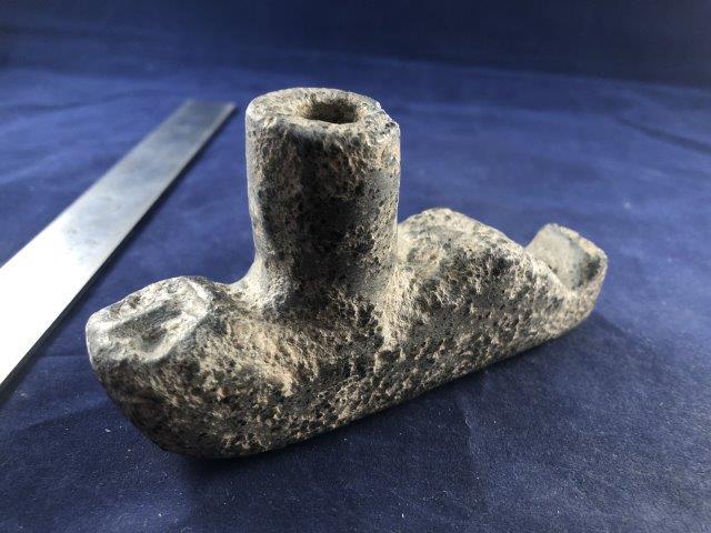 HUMAN EFFIGY STONE PIPE     INDIAN ARTIFACT ARROWHEAD (1 of 3)