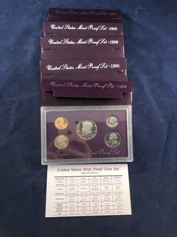 (4) 1989 & (1) 1988 PROOF SETS      (5) TOTAL (1 of 1)
