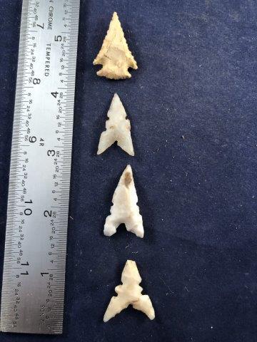 4 ARROW POINTS     INDIAN ARTIFACT ARROWHEAD (1 of 1)