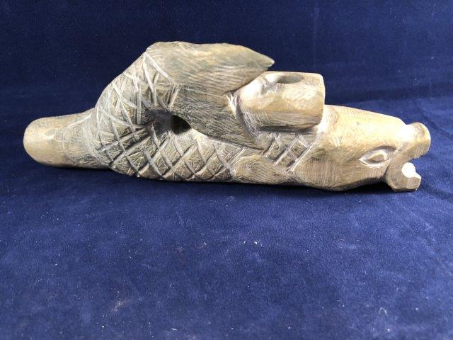 STONE FISH EFFIGY PIPE     INDIAN ARTIFACT ARROWHEAD (1 of 3)