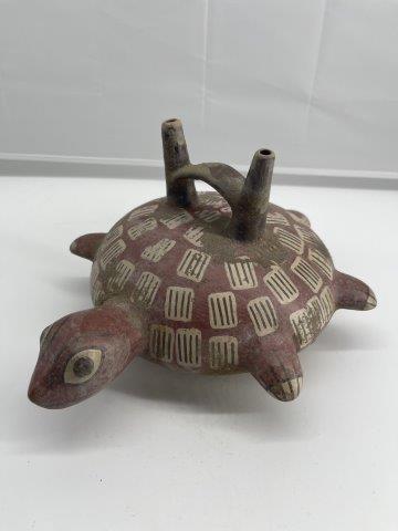 MOCHE TURTLE EFFIGY BOTTLE      INDIAN ARTIFACT (1 of 5)