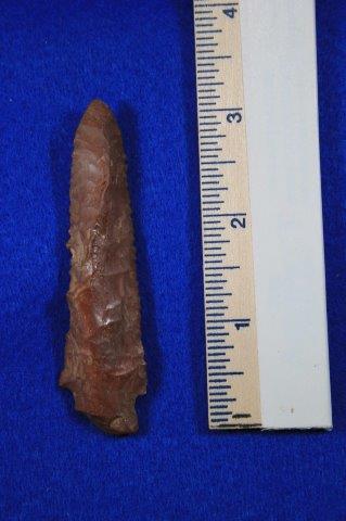 SEARCY INDIAN ARTIFACT ARROWHEAD: THIS BEAUTIFUL NATIVE AMERICAN INDIAN ARTIFACT IS 3&1/4 INCHES LONG. THIS IS OUT OF THE BARTH GRAYSON COLLECTION. IT IS FROM COLE COUNTY MISSOURI. ALL ITEMS HAVE BEEN LOOKED AT BY SAM JOHNSON, ALL ARE