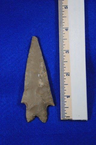 PEDERNALES- INDIAN ARTIFACT ARROWHEAD: THIS BEAUTIFUL NATIVE AMERICAN INDIAN ARTIFACT IS 3&3/4 INCHES LONG. IT IS FROM SUMMIT COUNTY TEXAS. ALL ITEMS HAVE BEEN LOOKED AT BY SAM JOHNSON, ALL ARE AUTHENTIC TO THE BEST OF HIS ABILITY & HE WIL