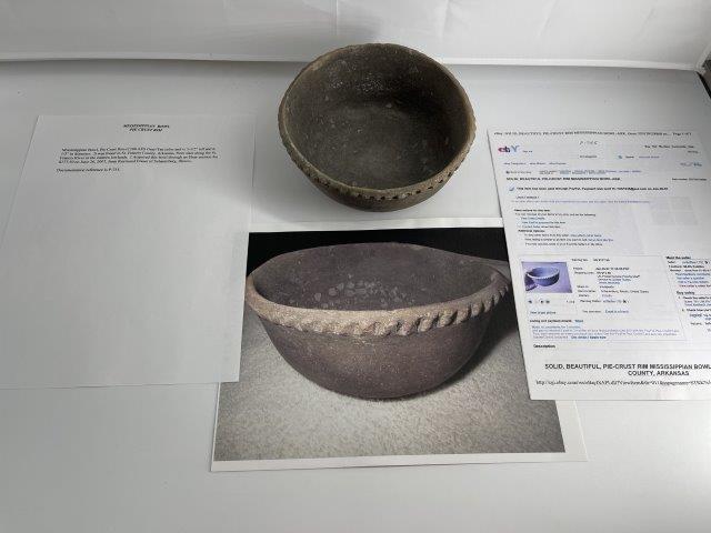 MISSISSIPPIAN BOWL      INDIAN ARTIFACT ARROWHEAD (1 of 6)