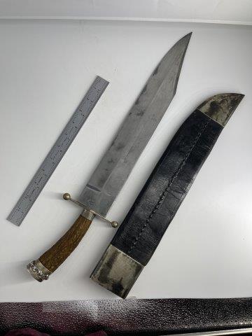 ANTIQUE KNIFE WITH SHEETH EVANS AND COMPANY LONDON  INDIAN ARTIFACT ARROWHEAD (1 of 4)