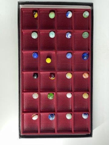 24 MARBLES INDIAN ARTIFACT ARROWHEAD: FRAME NOT INCLUDED. EVERY BEAUTIFUL NATIVE AMERICAN INDIAN ARTIFACT IS FROM THE LARRY SHAVER COLLECTION, HE FOUND HIS FIRST ARROWHEAD IN 1951 AT THE AGE OF 12 & COLLECTED UNTIL THE TIME OF HIS DEATH.