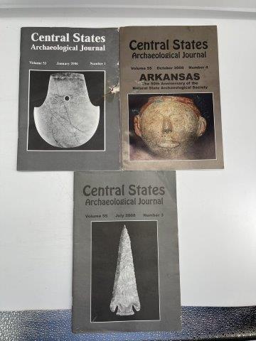 3 CENTRAL STATES JOURNALS: THIS WILL MAKE A GREAT ADDITION TO YOUR COLLECTION! KEY WORDS: NATIVE AMERICAN INDIAN ARTIFACT ARTIFACTS ARROWHEAD ARROWHEADS MISSISSIPPIAN QUAPAW CADDO POTTERY
