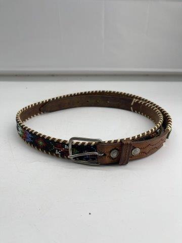 BEADED LEATHER BELT (1 of 4)