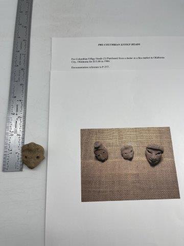 PRE-CLOUMBIAN EFFIGY HEAD  INDIAN ARTIFACT ARROWHEAD (1 of 5)