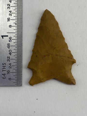 SAN PATRICE INDIAN ARTIFACT ARROWHEAD: THIS ARROWHEAD IS 1 & 1/2 INCHES LONG. IT IS FROM BAYOU PIERRE LOUSIANA. EX- BARBARA HEROD COLLECTION. ALL ITEMS HAVE BEEN VIEWED BY SAM JOHNSON, ALL ITEMS ARE AUTHENTIC & HE WILL PAPER EACH PIECE FOR