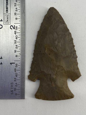 HARDIN INDIAN ARTIFACT ARROWHEAD: THIS ARROWHEAD IS 2 & 1/2 INCHES LONG. IT IS FROM TEXAS. EX- BARBARA HEROD COLLECTION. ALL ITEMS HAVE BEEN VIEWED BY SAM JOHNSON, ALL ITEMS ARE AUTHENTIC & HE WILL PAPER EACH PIECE FOR $25 EXTRA. YOU 
