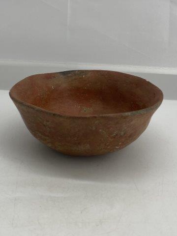 Mississippian Old Town Red Bowl: This Mississippian Old Town Red Bowl is from the late Dub Lyerly collection. It is broken and glued with some repair. It is 2 inches tall by 4&3/4 inches wide. All items have been examined by Sam John