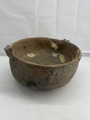 Mississippian Effigy: This Mississippian Effigy is from the late Dub Lyerly Collection. It has restoration that needs to be painted. It is 5 & 3/4 inches tall by 11 & 1/4 inches wide. All items have been examined by Sam Jo