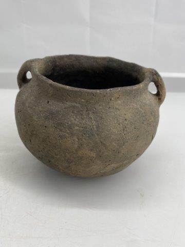 Mississippian Bowl With Handles: This Mississippian Bowl With Handles is from the late Dub Lyerly Collection. It is broken and restored. It is 3 & 3/4 inches tall by 5 & 1/2 inches wide. All items have been examined by Sam Johnson an