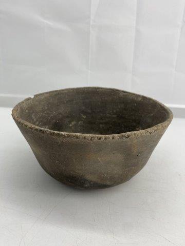 Mississippian Bowl: This Mississippian Bowl is from the Brian Ashcraft Collection. It appears solid with rim chips. It is 3&1/2 inches tall by 7&3/4 inches wide. All items have been examined by Sam Johnson and are authen
