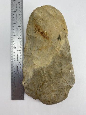 Mississippian Polished Spade: This Mississippian Polished Spade is from the CTC Collection. It has a few modern chips and good use polish.It is 7&1/4 inches long. All items have been examined by Sam Johnson and are authentic in hi