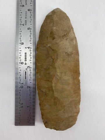 Flaked Celt: This is Flaked Celt from the CTC Collection. It has a few chips and good use polish. It is 6 inches long. All items have been examined by Sam Johnson and are authentic in his opinion & he will paper a