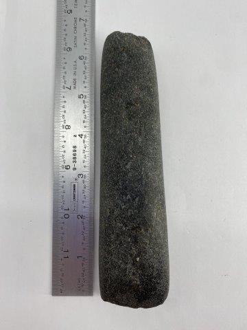Polished Celt: This Polished Celt is from the CTC Collection. It has bit chips and some damage to the poll end. It is 6 & 1/2 inches long. All items have been examined by Sam Johnson and are authentic in his opinion