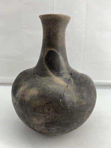 Mississippian Four Pointed "Pillow" Bottle: This Mississippian Four Pointed "Pillow" Bottle is from the CTC Collection. It is broken and glued and is a very well made bottle that was glued together well. It is 9 & 1/2 inches tall by 7 inches wi