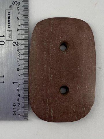 Gorget Indian Artifact Arrowhead: This is 2&3/4 inches long. Each & every piece in this auction comes from the late Richard Lienau collection from Lebanon, Illinois. KEY WORDS: NATIVE AMERICAN INDIAN ARTIFACT ARTIFACTS ARROWHEAD ARROW