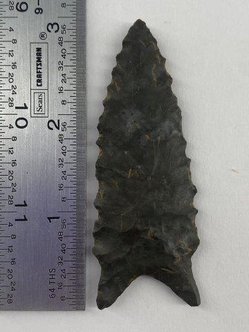 Dalton Indian Artifact Arrowhead: This is 3 inches long. Each & every piece in this auction comes from the late Richard Lienau collection from Lebanon, Illinois. KEY WORDS: NATIVE AMERICAN INDIAN ARTIFACT ARTIFACTS ARROWHEAD ARROWHEAD