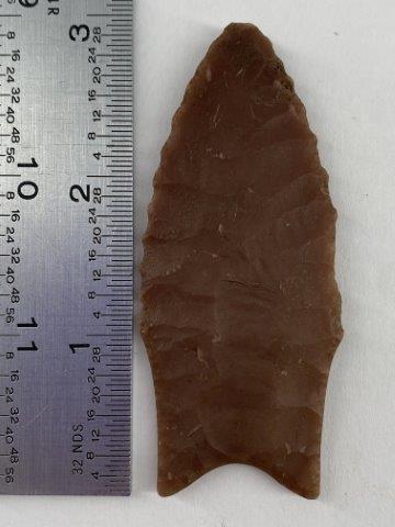 Dalton Indian Artifact Arrowhead: This is 3 inches long. Each & every piece in this auction comes from the late Richard Lienau collection from Lebanon, Illinois. KEY WORDS: NATIVE AMERICAN INDIAN ARTIFACT ARTIFACTS ARROWHEAD ARROWHEAD