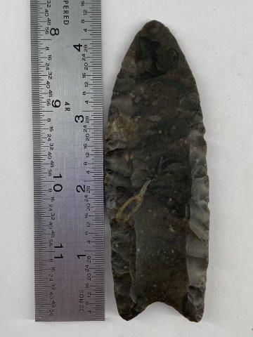 Clovis Indian Artifact Arrowhead: This is 4&1/4 inches long. Each & every piece in this auction comes from the late Richard Lienau collection from Lebanon, Illinois. KEY WORDS: NATIVE AMERICAN INDIAN ARTIFACT ARTIFACTS ARROWHEAD ARROW