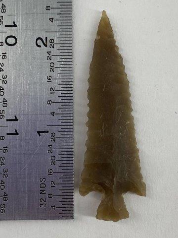 Texas Point Indian Artifact Arrowhead: This is 2&1/4 inches long. Each & every piece in this auction comes from the late Richard Lienau collection from Lebanon, Illinois. KEY WORDS: NATIVE AMERICAN INDIAN ARTIFACT ARTIFACTS ARROWHEAD ARROW