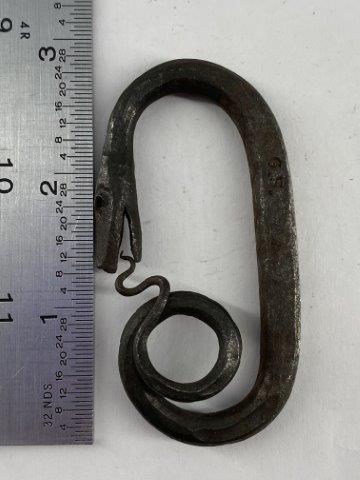 Steel Snake Fire Striker Indian Artifact Arrowhead: This is 3 inches long. KEY WORDS: NATIVE AMERICAN INDIAN ARTIFACT ARTIFACTS ARROWHEAD ARROWHEADS MISSISSIPPIAN QUAPAW CADDO POTTERY COINS