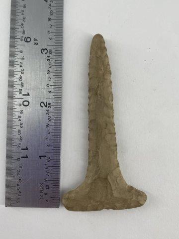 Drill Indian Artifact Arrowhead: This is 3&1/4 inches long. Each & every piece in this auction comes from the late Richard Lienau collection from Lebanon, Illinois. KEY WORDS: NATIVE AMERICAN INDIAN ARTIFACT ARTIFACTS ARROWHEAD ARROW