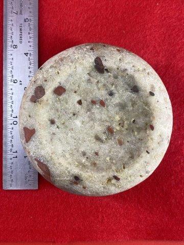 Discoidal Indian Artifact Arrowhead: This is 4 inches long. Each & every piece in this auction comes from the late Richard Lienau collection from Lebanon, Illinois. KEY WORDS: NATIVE AMERICAN INDIAN ARTIFACT ARTIFACTS ARROWHEAD ARROWHEAD