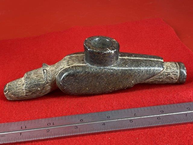Bear Effigy Stone Pipe        Indian Artifact Arrowhead (1 of 6)