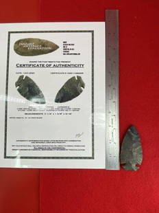 Dovetail      with COA: This is 3&1/4 inches long. It is from Perry County Kentucky. Ex- Steve Wilson Collection. It comes with an Insight Laser Certificate of Authenticity. KEY WORDS: NATIVE AMERICAN INDIAN ARTIFACT ARTIFAC