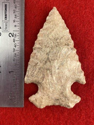 Dovetail Indian Artifact Arrowhead: This is 2&3/4 inches long. It is from Missouri. KEY WORDS: NATIVE AMERICAN INDIAN ARTIFACT ARTIFACTS ARROWHEAD ARROWHEADS MISSISSIPPIAN QUAPAW CADDO POTTERY COINS