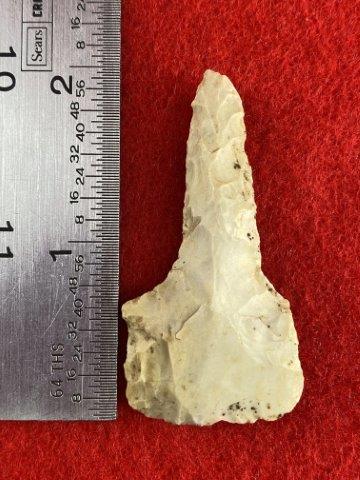 Drill Indian Artifact Arrowhead: This is 2 inches long. It is from Missouri. KEY WORDS: NATIVE AMERICAN INDIAN ARTIFACT ARTIFACTS ARROWHEAD ARROWHEADS MISSISSIPPIAN QUAPAW CADDO POTTERY COINS