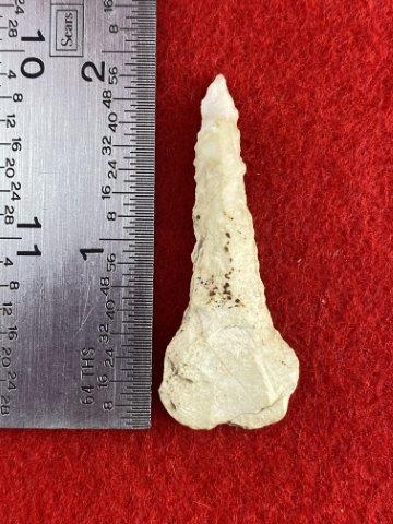 Drill Indian Artifact Arrowhead: This is 2 inches long. It is from Missouri. KEY WORDS: NATIVE AMERICAN INDIAN ARTIFACT ARTIFACTS ARROWHEAD ARROWHEADS MISSISSIPPIAN QUAPAW CADDO POTTERY COINS