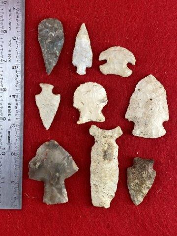 9 Very Nice Missouri Arrowheads     Indian Artifact Arrowhead (1 of 1)