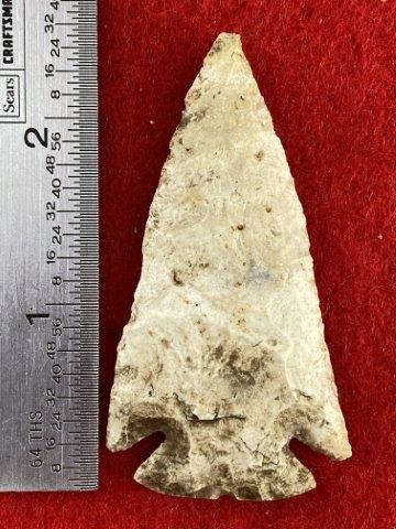 Apple Creek Indian Artifact Arrowhead: This is 2&1/2 inches long. It is from Missouri. KEY WORDS: NATIVE AMERICAN INDIAN ARTIFACT ARTIFACTS ARROWHEAD ARROWHEADS MISSISSIPPIAN QUAPAW CADDO POTTERY COINS
