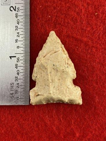 Very Nice Arrowhead from George Baker Collection: Please see ruler for the measurement. These items are from the George Baker Collection from Central Arkansas. KEY WORDS: NATIVE AMERICAN INDIAN ARTIFACT ARTIFACTS ARROWHEAD ARROWHEADS MISSISSIPPIAN QU