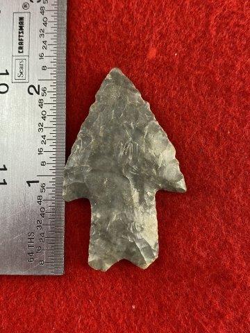 Very Nice Arrowhead from George Baker Collection: Please see ruler for the measurement. These items are from the George Baker Collection from Central Arkansas. KEY WORDS: NATIVE AMERICAN INDIAN ARTIFACT ARTIFACTS ARROWHEAD ARROWHEADS MISSISSIPPIAN QU