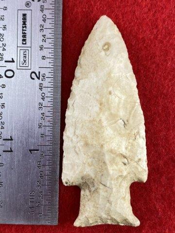 Hardin Indian Artifact Arrowhead: This is 2&3/4 inches long. It is from Illinois. KEY WORDS: NATIVE AMERICAN INDIAN ARTIFACT ARTIFACTS ARROWHEAD ARROWHEADS MISSISSIPPIAN QUAPAW CADDO POTTERY COINS