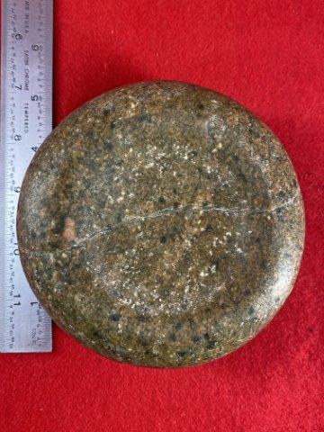 Discoidal Indian Artifact Arrowhead: This is 4&1/2 inches long. It is from Ohio. KEY WORDS: NATIVE AMERICAN INDIAN ARTIFACT ARTIFACTS ARROWHEAD ARROWHEADS MISSISSIPPIAN QUAPAW CADDO POTTERY COINS