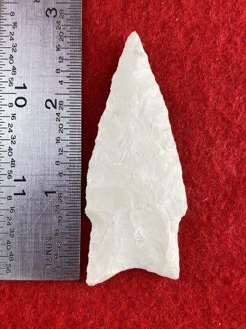 Dalton Indian Artifact Arrowhead: This is 2&3/4 inches long. This piece is from one of 3 large collections out of Illinois. KEY WORDS: NATIVE AMERICAN INDIAN ARTIFACT ARTIFACTS ARROWHEAD ARROWHEADS MISSISSIPPIAN QUAPAW CADDO POTTERY C
