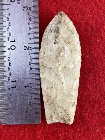 Agate Basin Indian Artifact Arrowhead: This is 2&3/4 inches long. This piece is from one of 3 large collections out of Illinois. KEY WORDS: NATIVE AMERICAN INDIAN ARTIFACT ARTIFACTS ARROWHEAD ARROWHEADS MISSISSIPPIAN QUAPAW CADDO POTTERY C