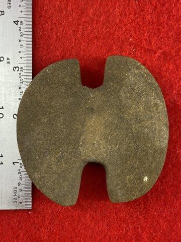 Bannerstone: This is 3 inches long. This piece is from the Floyd Ritter Collection and is being sold as modern. KEY WORDS: NATIVE AMERICAN INDIAN ARTIFACT ARTIFACTS ARROWHEAD ARROWHEADS MISSISSIPPIAN QUAPAW CADDO 