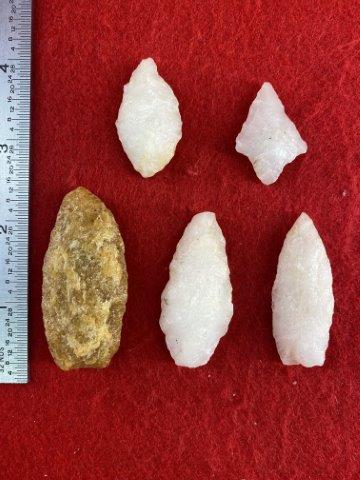 5 Quartz Arkansas Arrowheads    Indian Artifact Arrowhead (1 of 1)