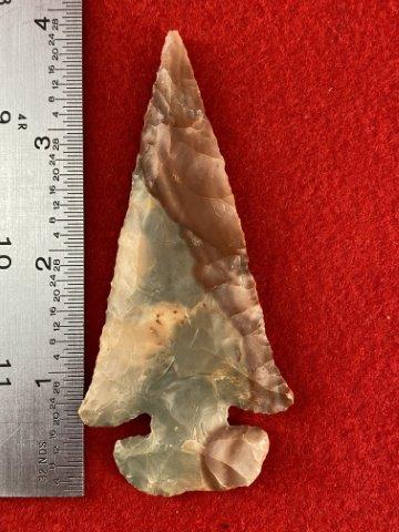 Thebes Indian Artifact Arrowhead: Please see picture for measurment. This artifact is from a Northern Illinois Collection. KEY WORDS: NATIVE AMERICAN INDIAN ARTIFACT ARTIFACTS ARROWHEAD ARROWHEADS MISSISSIPPIAN QUAPAW CADDO POTTERY CO